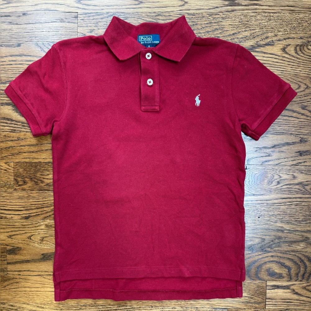 Polo by Ralph Lauren Boys Maroon/ Burgundy Pique Polo Shirt Size 6